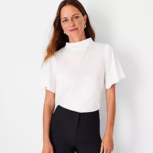 Cowl Neck Flutter Sleeve Top